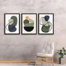 Kit 3 Quadros Abstratos Sala Boho Style 24x18cm - com vidro Kit 3 Quadros Abstratos Sala Boho Style 24x18cm - com vidro