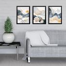 Kit 3 Quadros Abstratos Tema Praia Neutros 24x18cm Kit 3 Quadros Abstratos Tema Praia Neutros 24x18cm