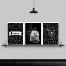 Kit 3 Quadros Albert Einstein Física 45x34cm