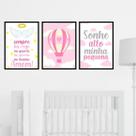 Kit 3 Quadros Anjo da Guarda - Sonhe Alto 33x24cm - com vidro Kit 3 Quadros Anjo da Guarda - Sonhe Alto 33x24cm - com vidro