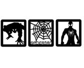 kit 3 Quadros apliques Homem Aranha Spider Man Mdf Preto c/ fita dupla frace kit 3 Quadros apliques Homem Aranha Spider Man Mdf Preto c/ fita dupla frace