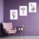 Kit 3 Quadros Arte Lavanda - Estampas 33x24cm