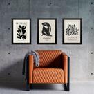 Kit 3 Quadros Arte Matisse Preto e Nude 33x24cm