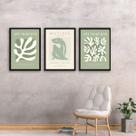 Kit 3 Quadros Arte Moderna Matisse Verde 24x18cm - com vidro