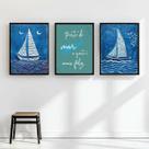Kit 3 Quadros Arte Nautica - Perto Do Mar 33x24cm - com vidro