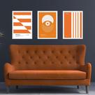 Kit 3 Quadros Artes Bauhaus Laranja e Branco 33x24cm Kit 3 Quadros Artes Bauhaus Laranja e Branco 33x24cm