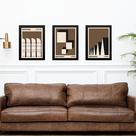 Kit 3 Quadros Artes Bauhaus Marrom Arquitetura 24x18cm