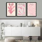 Kit 3 Quadros Artes Matisse Fashion Rosa 33x24cm