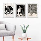 kit 3 Quadros Artes Matisse Picasso Bauhaus 33x24cm - com vidro
