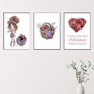 Kit 3 Quadros Atelie Artesanato Artesã Linha Agulha Tricô