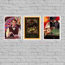 Kit 3 Quadros Baralho Poker Night 24x18cm