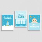 Kit 3 Quadros Bebê Sonhe Alto 24x18cm - com vidro Kit 3 Quadros Bebê Sonhe Alto 24x18cm - com vidro