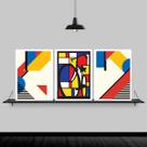 Kit 3 Quadros Bicicleta Mondrian 45x34cm