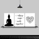 Kit 3 Quadros Buda Mantra Coração 24x18cm