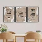 Kit 3 Quadros Cantinho do Café Abstrato 45x34cm
