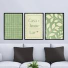 Kit 3 Quadros Casa amor lar Plantas Verde 33x24cm - com vidro Kit 3 Quadros Casa amor lar Plantas Verde 33x24cm - com vidro