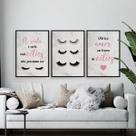 Kit 3 Quadros Cílios Em Forma De Amor 45x34cm - com vidro