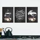 Kit 3 Quadros Cozinha Café e Pão 20x30cm Decorativo Cantinho Gourmet