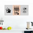 Kit 3 Quadros Cozinha Não Deixe Para Amanhã Laranja Panela e Talher 20x30cm Decorativo Cantinho Gourmet