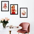 Kit 3 Quadros Cozinha Vermelha Pin Up Poá 24x18cm - com vidro Kit 3 Quadros Cozinha Vermelha Pin Up Poá 24x18cm - com vidro