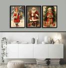 Kit 3 Quadros De Natal Vintage 33x24cm