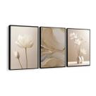 Kit 3 Quadros Decorativos Abstrato Flores Bege Boho 60x40cm Kit 3 Quadros Decorativos Abstrato Flores Bege Boho 60x40cm