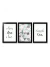 Kit 3 Quadros Decorativos Abstrato Frases motivacionais Sala Quarto 20x30