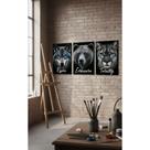 Kit 3 Quadros Decorativos Animais Poder Foco Escritório Sala