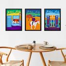 Kit 3 Quadros Decorativos Artes Goiás - Brasil 45x34cm