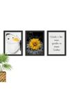 Kit 3 Quadros Decorativos Borboleta Flor Amarela Nada É Tão Nosso Sala Quarto