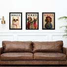 Kit 3 Quadros Decorativos Cães Capa De Revista 33x24cm