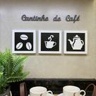 Kit 3 Quadros decorativos Cantinho do Café + Frase 3D relevo