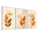 Kit 3 Quadros Decorativos Com Moldura Folhagem Moderno Luxo Para Sala Quarto