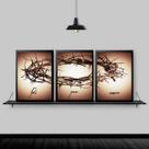 Kit 3 Quadros Decorativos Coroa De Espinhos 33x24cm - com vidro