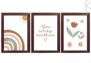 Kit 3 Quadros Decorativos do Tema Arco-íris Boho Escandinavo