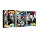 Kit 3 Quadros Decorativos Don Corleone Pablo Escobar Thomas Shelby