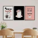 Kit 3 Quadros Decorativos Dose De Café E Fé 24x18cm - com vidro Kit 3 Quadros Decorativos Dose De Café E Fé 24x18cm - com vidro
