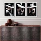 Kit 3 Quadros Decorativos Fashion Damas Em Preto E Branco 24x18cm