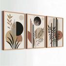 Kit 3 Quadros Decorativos Folhagem Terracota Com Moldura 50x70 Grande Para Sala Quarto Escritório