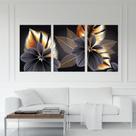 Kit 3 Quadros Decorativos Folhas Mosaico Dourado - Pronta Entrega
