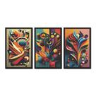 Kit 3 Quadros Decorativos Geometrico Abstrato 2 Madeira Mdf Adesivado