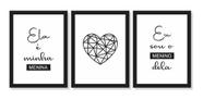 Kit 3 quadros decorativos mãos dadas quarto casal Médio