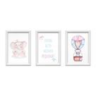 Kit 3 Quadros Decorativos Meu Rodapé Sonhe Alto Elefante e Balão Rosa 24x34 Kit 3 Quadros Decorativos Meu Rodapé Sonhe Alto Elefante e Balão Rosa 24x34