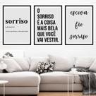Kit 3 Quadros Decorativos O Sorriso é a Coisa Mais Bela 45x34cm