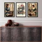 Kit 3 Quadros Decorativos Para Atelier De Costura 45x34cm - com vidro