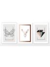 Kit 3 Quadros Decorativos Placas Sala Quarto Cozinha Decoração Casa Cervo Diamante Rose 20x30