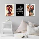 Kit 3 Quadros Decorativos Preta Preta Pretinha 45x34cm - com vidro Kit 3 Quadros Decorativos Preta Preta Pretinha 45x34cm - com vidro