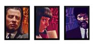 Kit 3 Quadros Decorativos Pulp Fiction Artes Molduradas