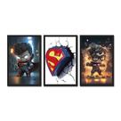 Kit 3 Quadros Decorativos Super Heroi Madeira Mdf Adesivado