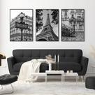 Kit 3 Quadros Decorativos Torre Eiffel, Bicicleta e Metrô de Paris 20x30cm Parede Escritório Sala
